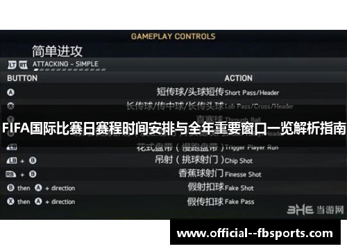 FIFA国际比赛日赛程时间安排与全年重要窗口一览解析指南